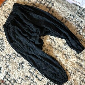 Black cotton gauze harem pants